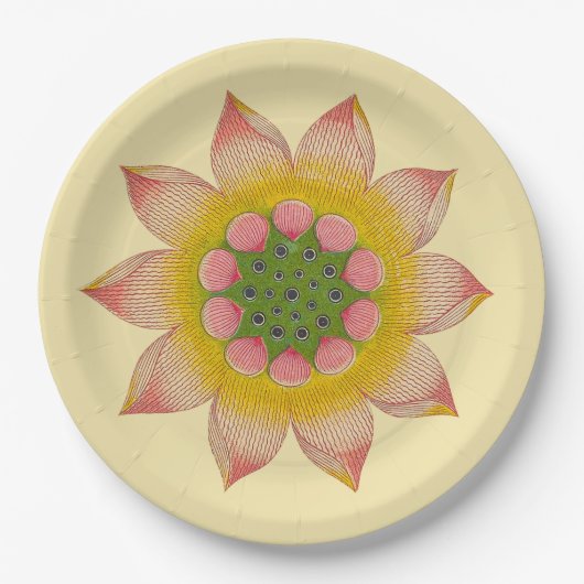 Chinees Waterlly Flower Design Papier Borden Papieren Bordje (Voorkant)