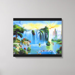 Chinees watervalschilderij canvas afdruk