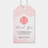 Chinees Waterverf Dubbel Geluk Bruiloft Label Cadeaulabel (Voorkant)