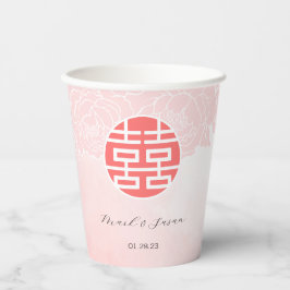 Chinees Waterverf Dubbel geluk Bruiloft Papieren Bekers