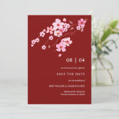 Chinees Waterverf Kersenbloesem Save The Date (Staand voorkant)