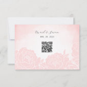Chinees Waterverf Pioen Bruiloft RSVP met QR Code (Achterkant)
