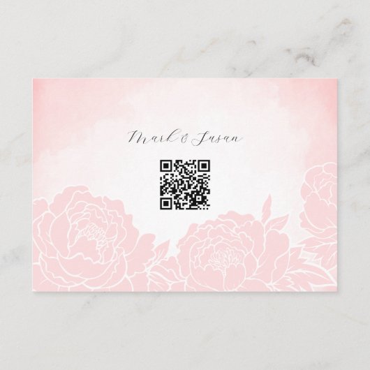 Chinees Waterverf Pioen Bruiloft RSVP met QR Code (Achterkant)