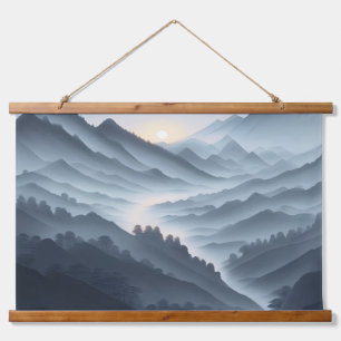 Chinees weiland met rivier hangend wandkleed