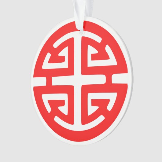 Chinees welvaartssymbool rood ornament (voorkant)