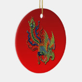 Chinees welvarend Peacock-Tattoo Design on Red Keramisch Ornament (Rechts)