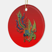 Chinees welvarend Peacock-Tattoo Design on Red Keramisch Ornament (Links)