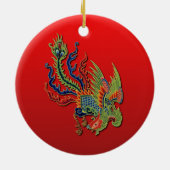 Chinees welvarend Peacock-Tattoo Design on Red Keramisch Ornament (Achterkant)