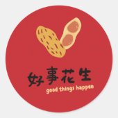 Chinees Wensfeest: Goede Dingen Gebeuren Feest Ronde Sticker (Voorkant)