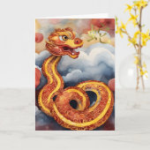 Chinees Wenskaart nieuwjaarslang Kaart (Gele Bloem)