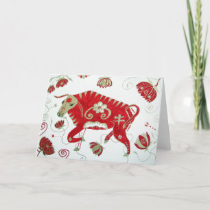 chinees Wenskaart van een os zodiac Feestdagen Kaart