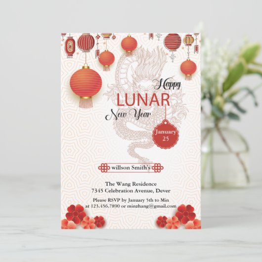 Chinees wit Goud Gelukkig Lunaire Nieuwjaar van de Feestdagenkaart (Staand voorkant)