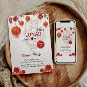 Chinees wit Goud Gelukkig Lunaire Nieuwjaar van de Feestdagenkaart