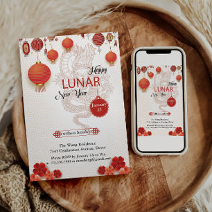 Chinees wit Goud Gelukkig Lunaire Nieuwjaar van de Feestdagenkaart