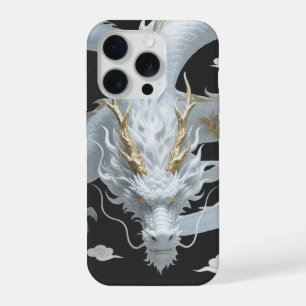 Chinees Witte Gouden Draak Kunst Fantasie Ontwerp  iPhone 15 Pro Case