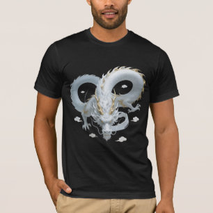 Chinees Witte Gouden Draak Kunst Fantasie Ontwerp  T-shirt