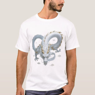 Chinees Witte Gouden Draak Kunst Fantasie Ontwerp  T-shirt