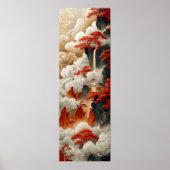 Chinees Wolken Rood Goud Wit Kleur Poster (Voorkant)