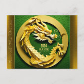 Chinees Y Houten Draak Jaar 2024 HPostC2 Feestdagenkaart (Voorkant)