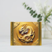 Chinees Y Houten Draak Jaar 2024 HPostC4 Feestdagenkaart (Staand voorkant)