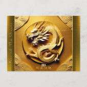 Chinees Y Houten Draak Jaar 2024 HPostC4 Feestdagenkaart (Voorkant)