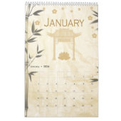 Chinees Zodiab Rabbit Year Golden Bamboo Kalender (Jan 2026)