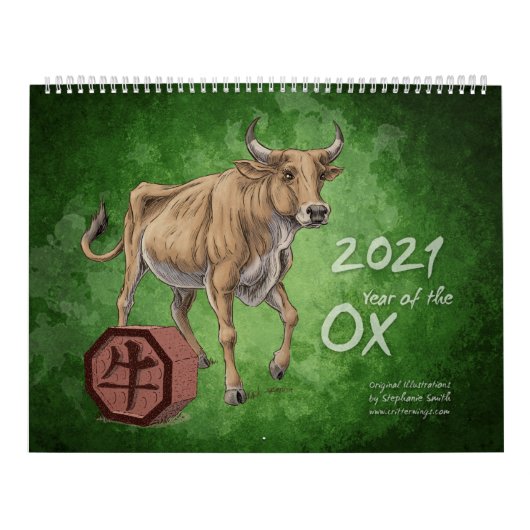 Chinees Zodiac 2021: Jaar van het Ox-kunstwerk Kalender (Hoes)
