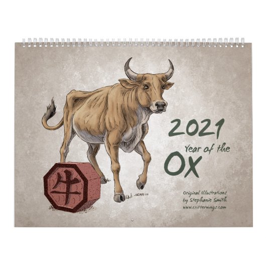 Chinees Zodiac 2021: Jaar van het Ox-kunstwerk Kalender (Hoes)