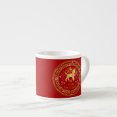 Chinees Zodiac Dog Red/Gold ID542 Espresso Kop (Voorkant rechts)