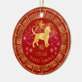 Chinees Zodiac Dog Red/Gold ID542 Keramisch Ornament (Links)