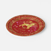 Chinees Zodiac Dog Red/Gold ID542 Papieren Bordje (Gekanteld)