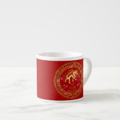 Chinees Zodiac Dragon Red/Gold ID542 Espresso Kop (Voorkant rechts)