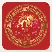 Chinees Zodiac Dragon Red/Gold ID542 Kartonnen Onderzetters (Voorkant)