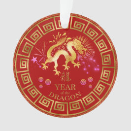 Chinees Zodiac Dragon Red/Gold ID542 Ornament