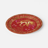 Chinees Zodiac Dragon Red/Gold ID542 Papieren Bordje (Gekanteld)