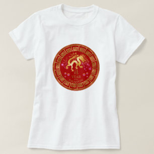 Chinees Zodiac Dragon Red/Gold ID542 T-shirt