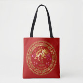 Chinees Zodiac Dragon Red/Gold ID542 Tote Bag (Voorkant)