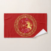 Chinees Zodiac Horse Red/Gold ID542 Bad Handdoek (Handdoek)
