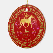 Chinees Zodiac Horse Red/Gold ID542 Keramisch Ornament (Links)