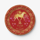 Chinees Zodiac Horse Red/Gold ID542 Papieren Bordje (Voorkant)