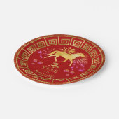 Chinees Zodiac Horse Red/Gold ID542 Papieren Bordje (Gekanteld)