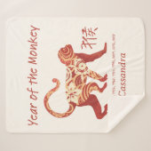 Chinees Zodiac Jaar van de Aap Animal Sign Sherpa Deken (Voorkant (horizontaal))