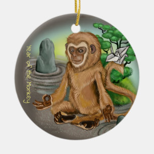 Chinees Zodiac-jaar van de aap Keramisch Ornament