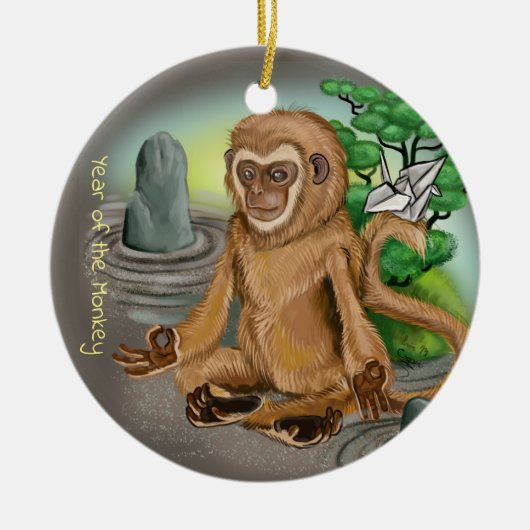 Chinees Zodiac-jaar van de aap Keramisch Ornament (Voorkant)