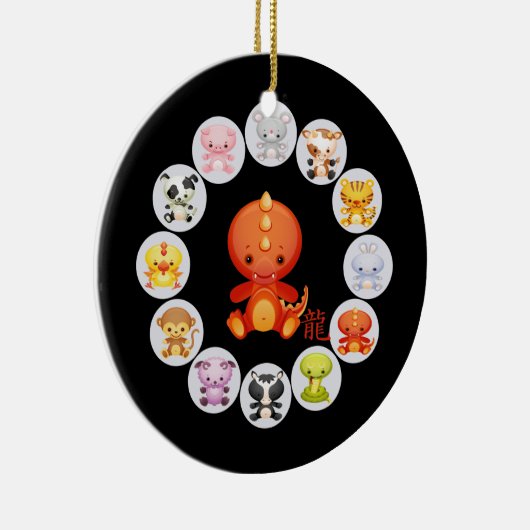 Chinees Zodiac-jaar van de draak Keramisch Ornament (Rechts)