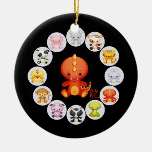 Chinees Zodiac-jaar van de draak Keramisch Ornament