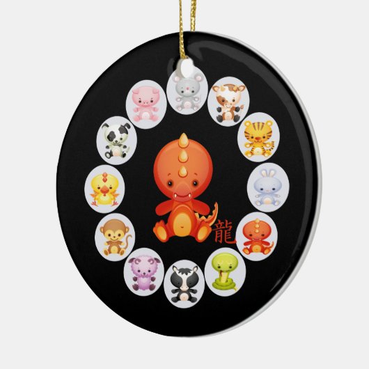 Chinees Zodiac-jaar van de draak Keramisch Ornament (Links)