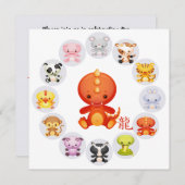 Chinees Zodiac-jaar van de Drakenpartij Kaart (Voorkant / Achterkant)