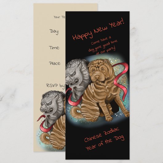 Chinees Zodiac-jaar van de hond Kaart (Voorkant / Achterkant)