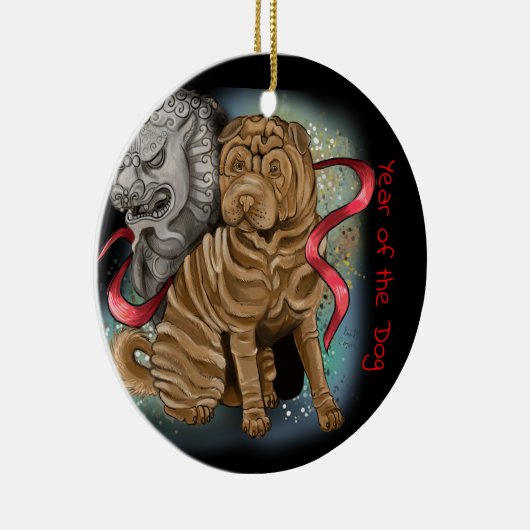 Chinees Zodiac-jaar van de hond Keramisch Ornament (Rechts)